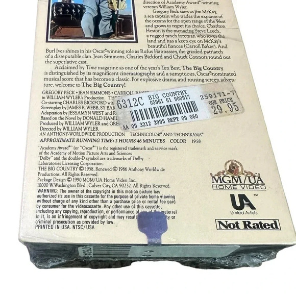 The Big Country Dual VHS Box Set Western Classic Two Tapes BRAND NEW, SEALED - Picture 8 of 8